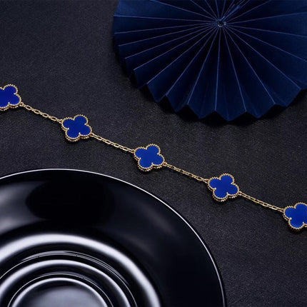 CLOVER BRACELET 5 MOTIFS BLUE AGATE