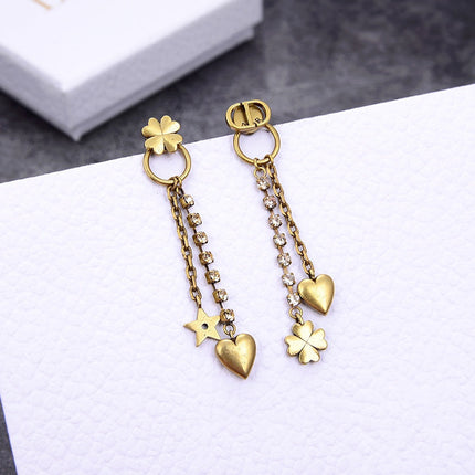 CD HEART CLOVER STAR EARRINGS GOLD