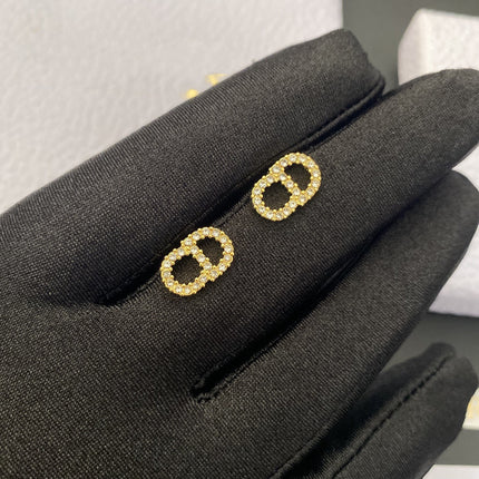 CD DROP EARRINGS GOLD DIAMOND