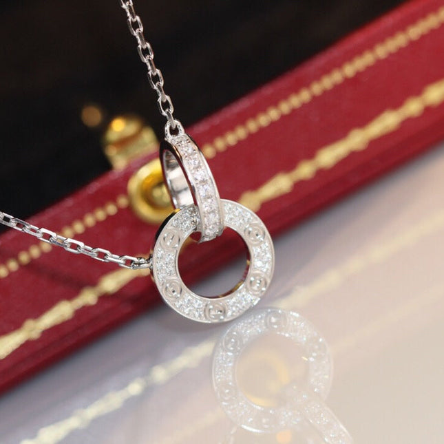 LOVE DOUBLE RING DIAMOND NECKLACE