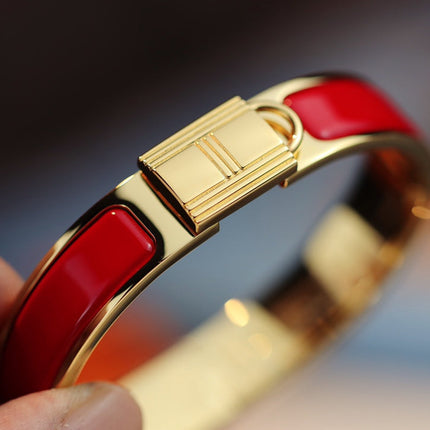 H LOCK RED GOLD BRACELET 12MM