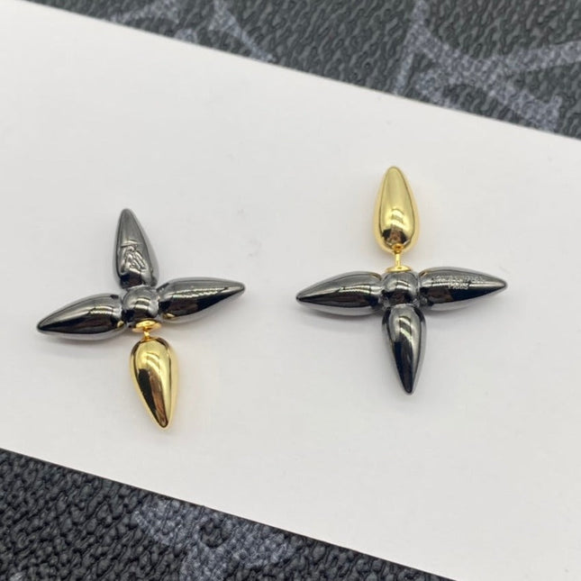 LOUISETTE STUD EARRINGS BLACK GOLD