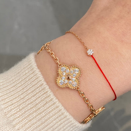 CLOVER 5 MOTIFS PINK GOLD DIAMOND BRACELET