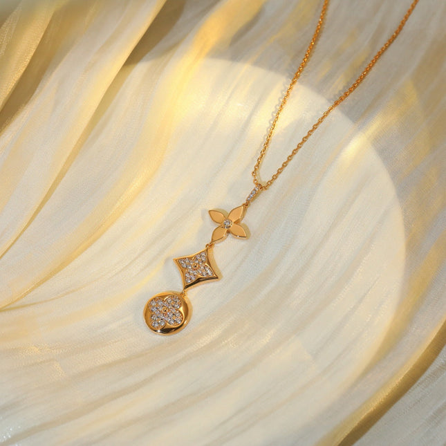 STAR AND SUN DIAMOND PINK GOLD NECKLACE