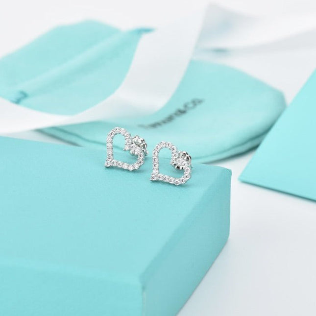 OPEN HEART STUD DIAMOND EARRINGS