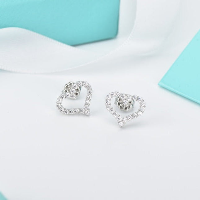 OPEN HEART STUD DIAMOND EARRINGS