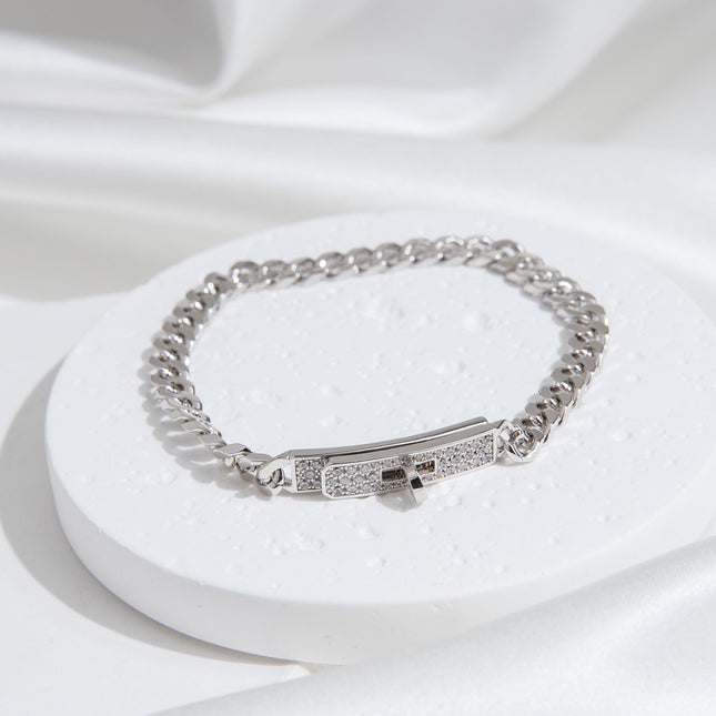 KELLY CHAIN SILVER DIAMOND BRACELET