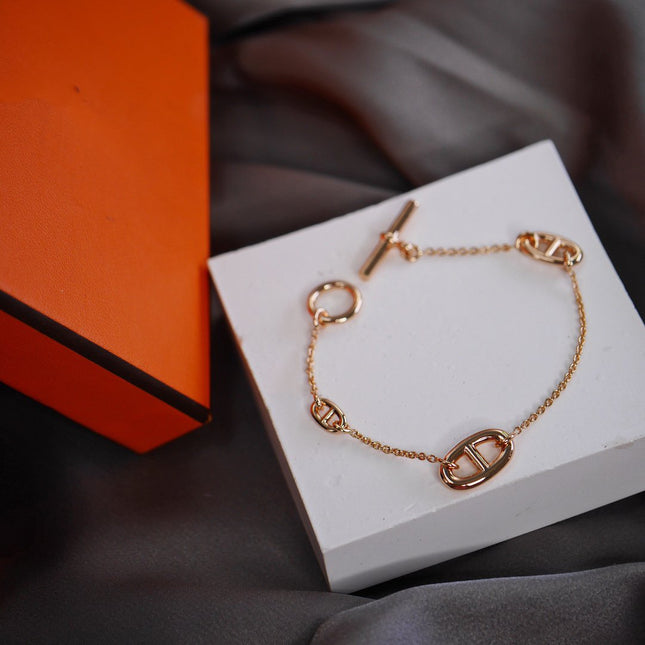 DANCRE CHAINE 3 MOTIF PINK GOLD BRACELET