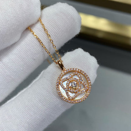 LOTUS PINK GOLD MOP DIAMOND NECKALCE