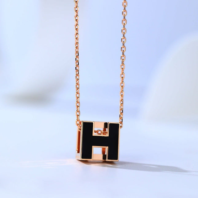 H CAGE PINK GOLD NECKLACE