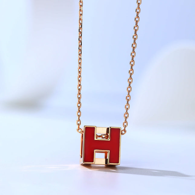 H CAGE PINK GOLD NECKLACE