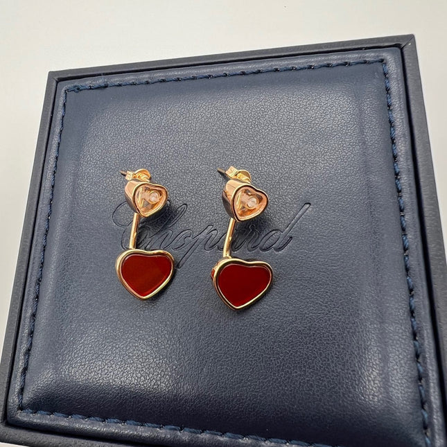 HAPPY HEART PINK GOLD DROP EARRINGS