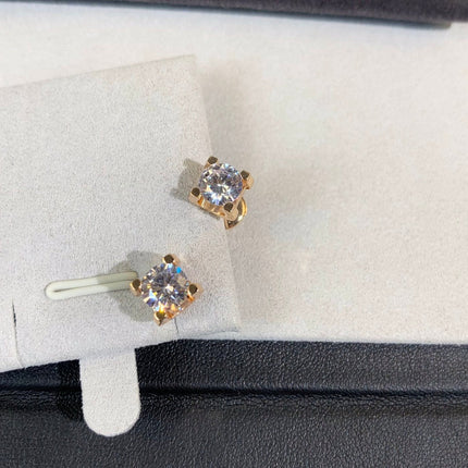 6MM DIAMOND PINK GOLD STUD EARRINGS