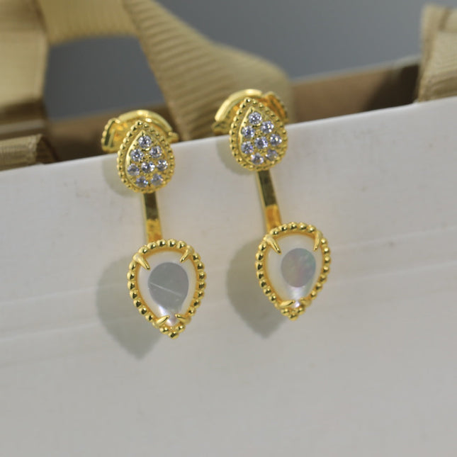 BOHEME MOP C SHAPE GOLD EARRINGS