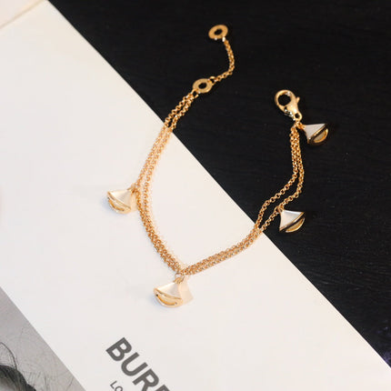 DREAM 4 MOTIF MOP PINK GOLD DOUBLE CHAIN BRACELET