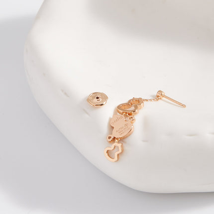 WULU 3 MOTIF DROP DIAMOND PINK GOLD EARRINGS