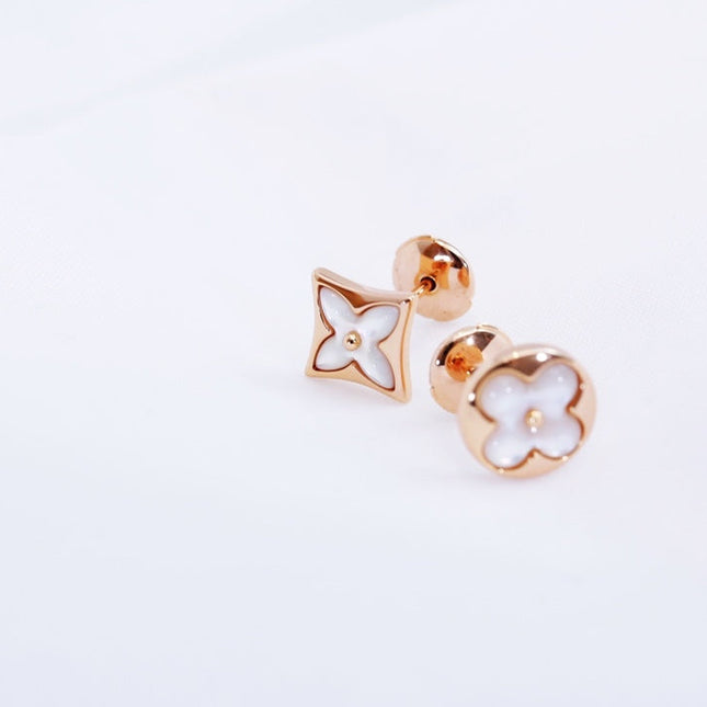 STAR AND SUN PINK GOLD MOP STUD EARRINGS