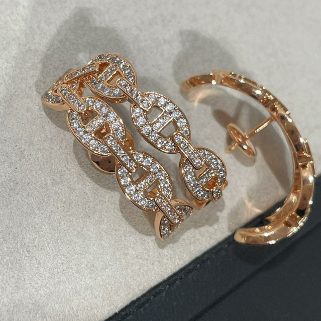 CHAINE ANCRE DIAMOND PINK GOLD EARRINGS