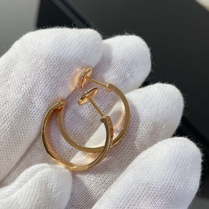 LOVE DIAMOND PINK GOLD HOOP EARRINGS