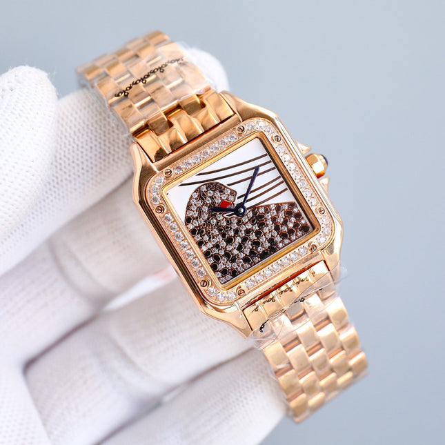 PANTHERE 27MM PINK GOLD CASE DIAMOND BEZEL DIAMOND DIAL