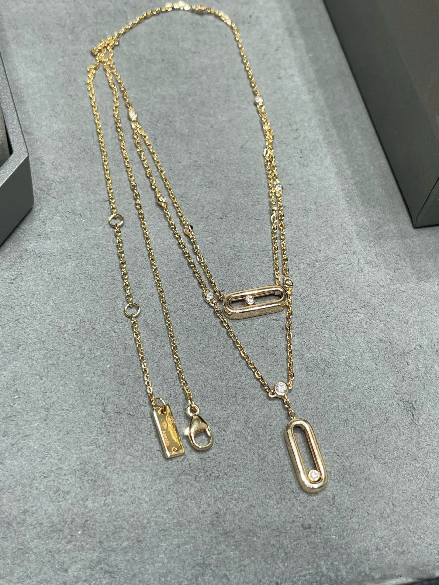 MOVE UNO 2 ROW DIAMOND NECKLACE