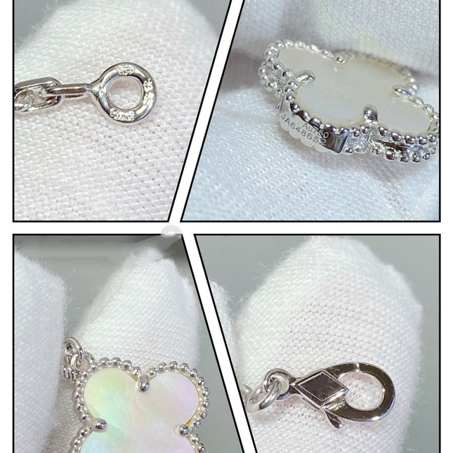 CLOVER 5 MOTIF WHITE MOP SILVER BRACELET