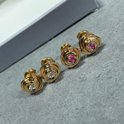 ROSE COUTRE PINK GOLD DIAMOND STUD EARRINGS