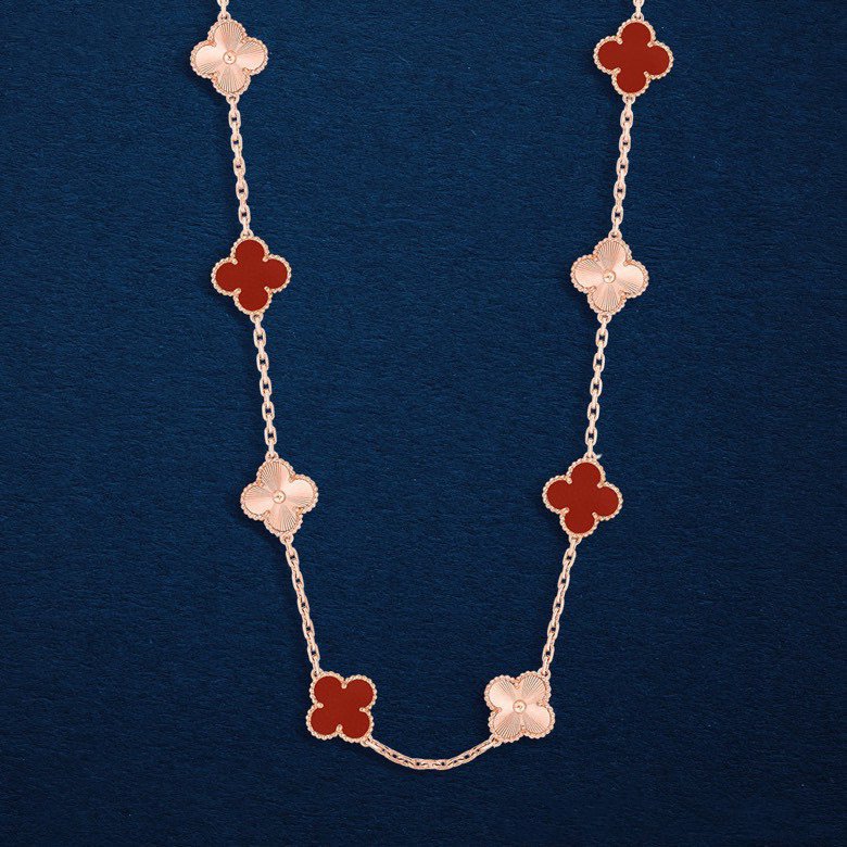 CLOVER 20 MOTIF CARNELIAN 86CM NECKLACE