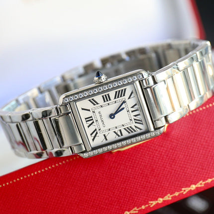 TANK MUST SMALL STEEL DIAMOND BEZEL WHITE DIAL