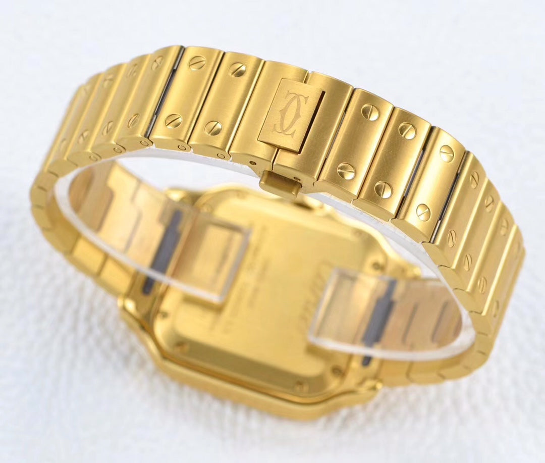 SANTOS LADY 35.1MM AUTOMATIC GOLD DIAMOND BEZEL
