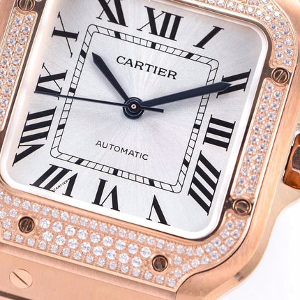 SANTOS LADY 35.1MM AUTOMATIC PINK GOLD DIAMOND BEZEL