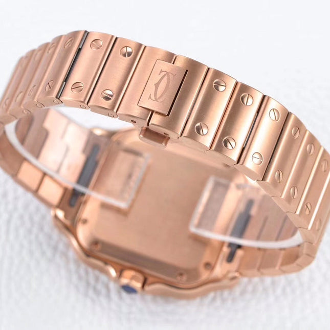 SANTOS LADY 35.1MM AUTOMATIC PINK GOLD DIAMOND BEZEL