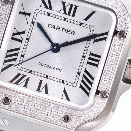 SANTOS LADY 35.1MM AUTOMATIC SILVER DIAMOND BEZEL