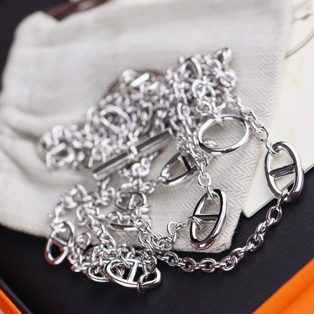 HM FARANDOLE 120 LONG SILVER NECKLACE