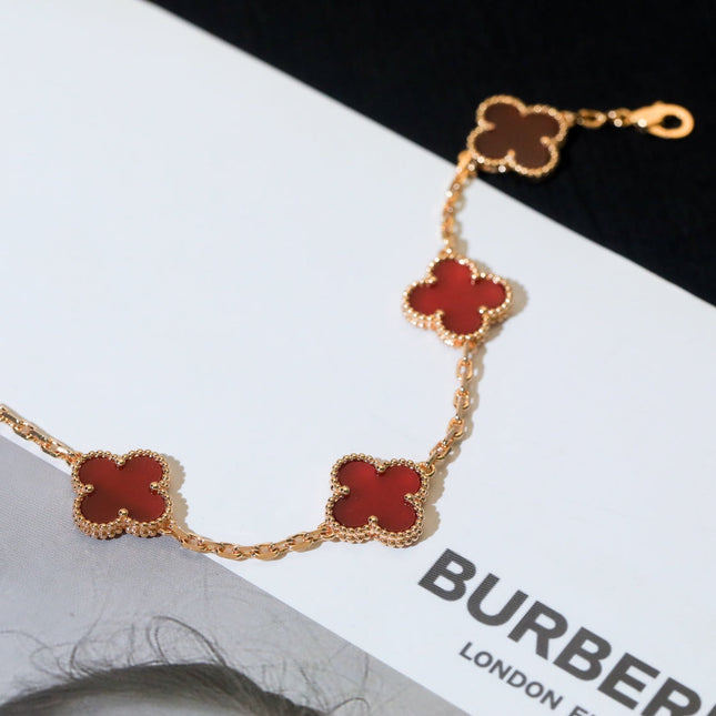 CLOVER BRACELET 5 MOTIF CARNELIAN