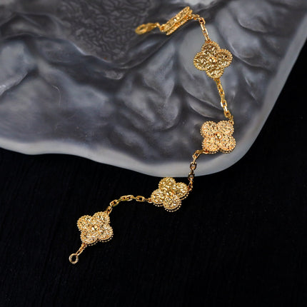 CLOVER 5 MOTIFS GOLD DIAMOND BRACELET