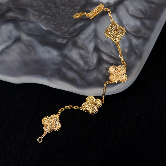 CLOVER 5 MOTIFS GOLD DIAMOND BRACELET