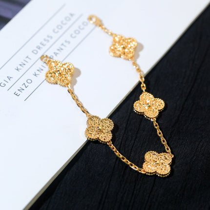 CLOVER 5 MOTIFS GOLD DIAMOND BRACELET