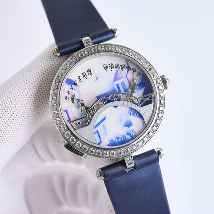 LADY ARPELS LOVER BRIDGE WHITE DIAL BLUE STRAP