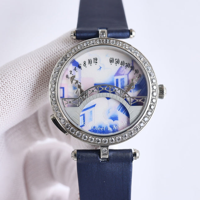 LADY ARPELS LOVER BRIDGE WHITE DIAL BLUE STRAP