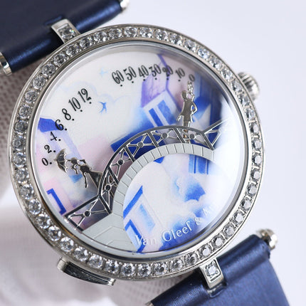 LADY ARPELS LOVER BRIDGE WHITE DIAL BLUE STRAP