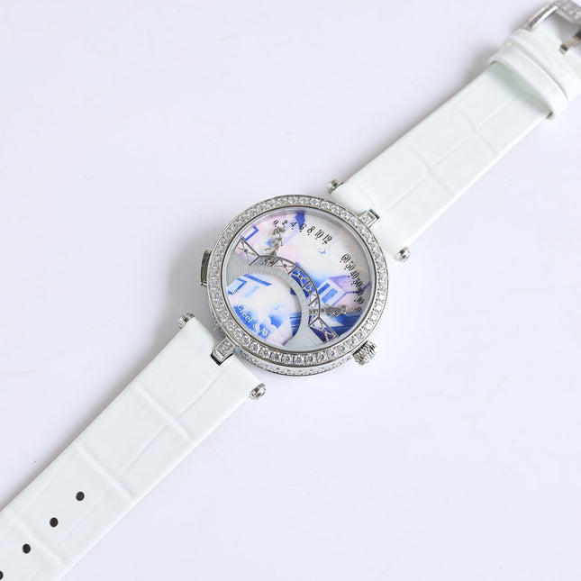 LADY ARPELS LOVER BRIDGE WHITE DIAL WHITE STRAP