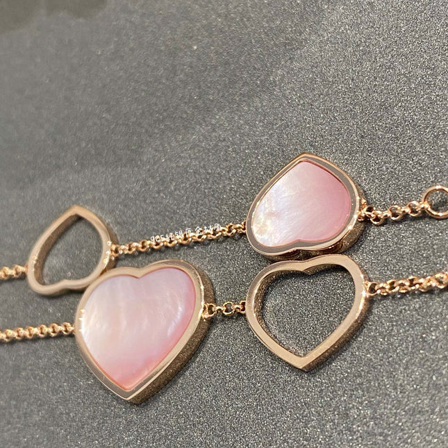 HAPPY HEART PINK MOP PINK GOLD BRACELET