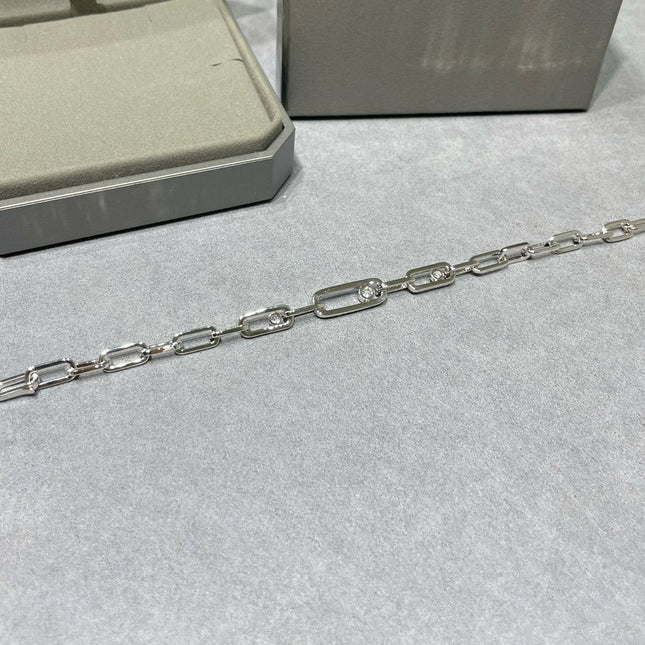 MOVE CHAIN LINK SILVER DIAMOND BRACELET