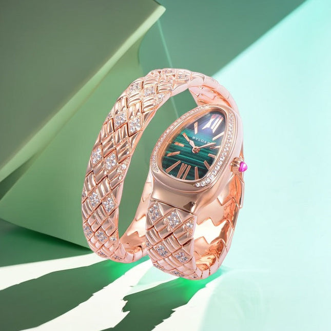 SERPENTI SPIGA 35 PINK GOLD GREEN DIAL