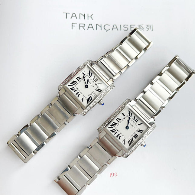 TANK FRANCAISE 25 STEEL DIAMOND BEZEL WHITE DIAL