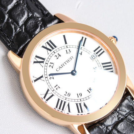 RONDE SOLO PINK GOLD BLACK LEATHER