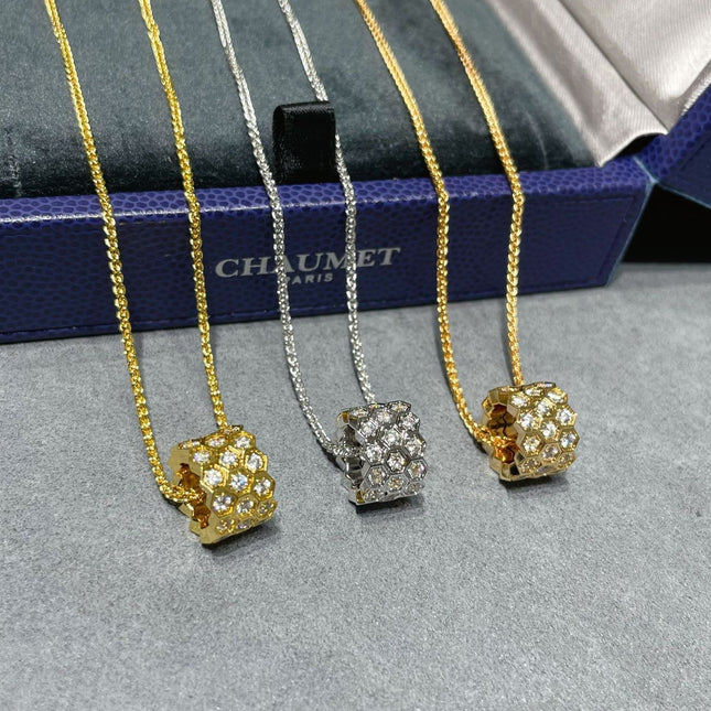 BEE LOVE DIAMOND PAVED 3 ROW NECKLACE