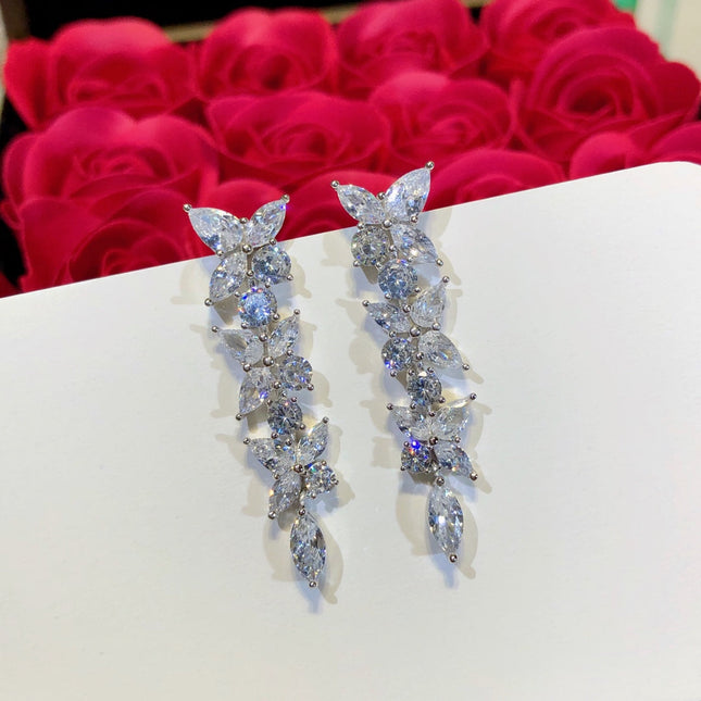 VICTORIA SILVER DIAMOND DROP EARRINGS