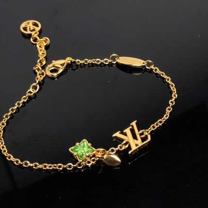 LV LOGO MALACHITE STAR GOLD BRACELET